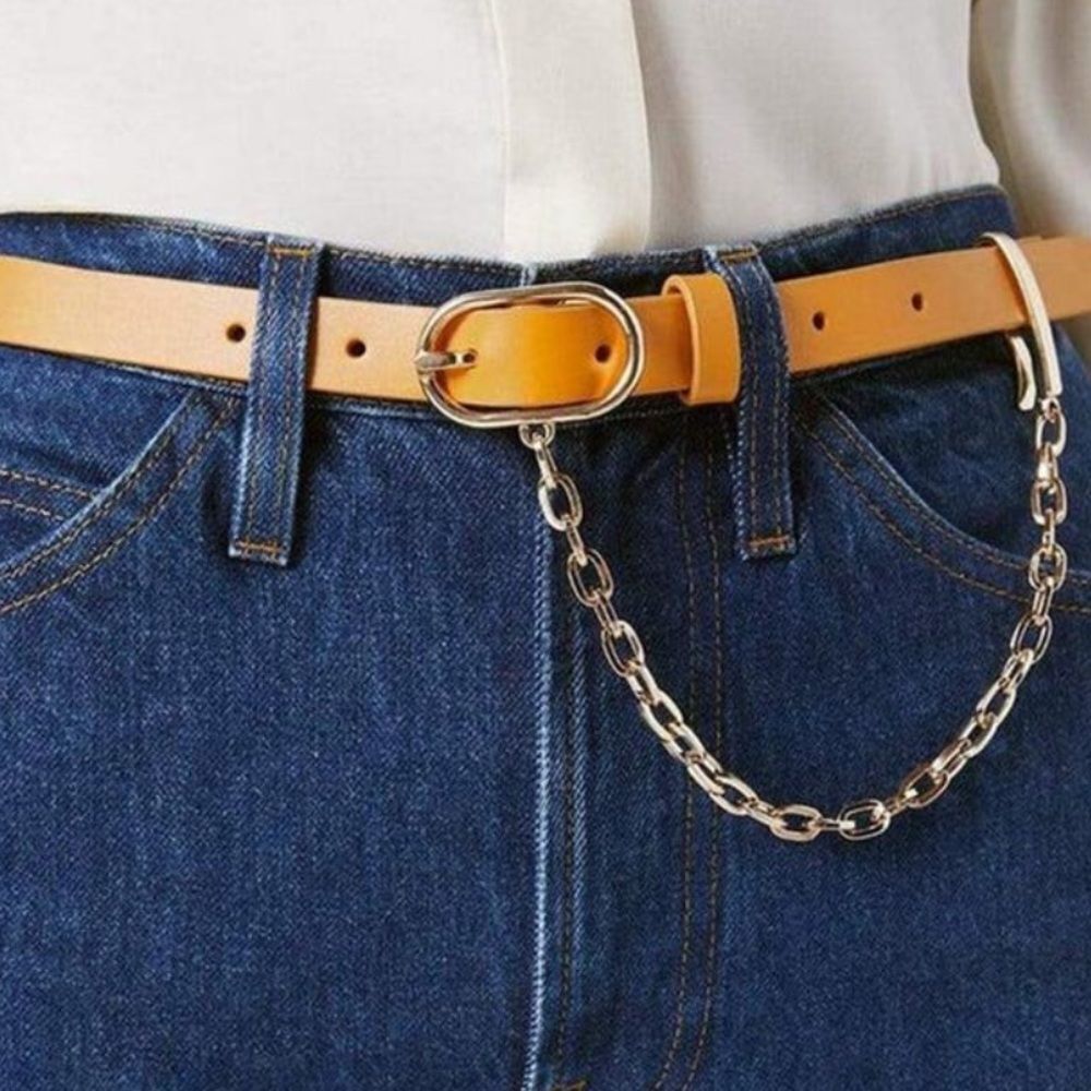 NWT Frame CARAMEL LE PETIT OVAL CHAIN BELT